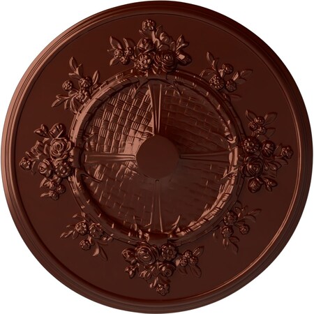 Ekena Millwork Flower Ceiling Medallion (Fits Canopies up to 3 7/8"), Hand-Painted Antique Copper, 27"OD x 1 1/8"P CM27FLACS